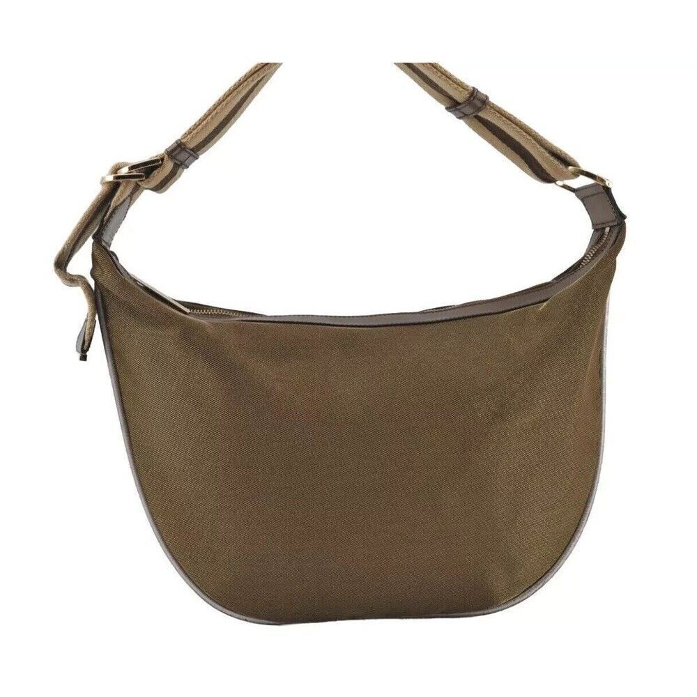 Authentic GUCCI Sherry Line Shoulder Bag Purse Nylon Leather 0014181 Gold 9402I